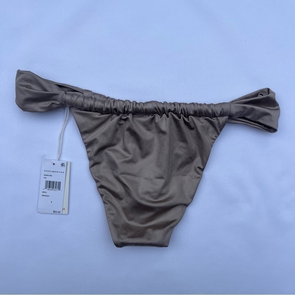 Good American Mink Shine Satin Ruched High Rise Bikini Bottoms Size 4/XLarge NWT - Picture 9 of 16